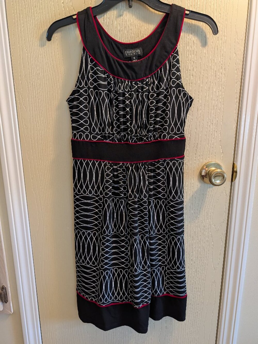 Enfocus Studio Black White Red Halter Sheath Dress Size 6